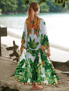Printed Cotton Beach Cardigan — Lightweight Sun Protection Cover-Up - BsBuy