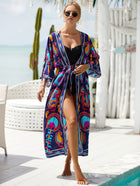 Printed Cotton Beach Cardigan — Lightweight Sun Protection Cover-Up - BsBuy