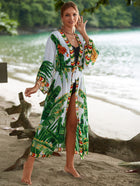 Printed Cotton Beach Cardigan — Lightweight Sun Protection Cover-Up - BsBuy