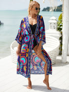 Printed Cotton Beach Cardigan — Lightweight Sun Protection Cover-Up - BsBuy