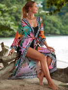 Printed Cotton Beach Cardigan — Lightweight Sun Protection Cover-Up - BsBuy