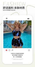 High-Waisted Striped Bikini Set — Sexy Split Swimsuit - BsBuy