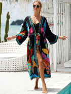 Printed Cotton Beach Cardigan — Lightweight Sun Protection Cover-Up - BsBuy