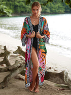 Printed Cotton Beach Cardigan — Lightweight Sun Protection Cover-Up - BsBuy