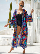 Printed Cotton Beach Cardigan — Lightweight Sun Protection Cover-Up - BsBuy