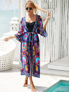 Printed Cotton Beach Cardigan — Lightweight Sun Protection Cover-Up - BsBuy