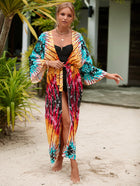 Printed Cotton Beach Cardigan — Lightweight Sun Protection Cover-Up - BsBuy