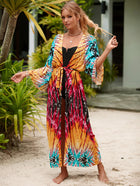 Printed Cotton Beach Cardigan — Lightweight Sun Protection Cover-Up - BsBuy