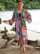 Printed Cotton Beach Cardigan — Lightweight Sun Protection Cover-Up - BsBuy