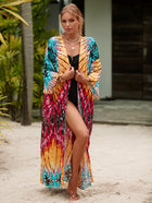 Printed Cotton Beach Cardigan — Lightweight Sun Protection Cover-Up - BsBuy