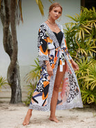 Printed Cotton Beach Cardigan — Lightweight Sun Protection Cover-Up - BsBuy