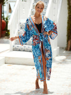 Printed Cotton Beach Cardigan — Lightweight Sun Protection Cover-Up - BsBuy