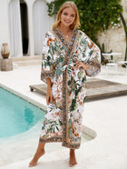 Printed Cotton Beach Cardigan — Lightweight Sun Protection Cover-Up - BsBuy