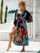 Printed Cotton Beach Cardigan — Lightweight Sun Protection Cover-Up - BsBuy