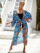Printed Cotton Beach Cardigan — Lightweight Sun Protection Cover-Up - BsBuy
