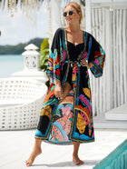 Printed Cotton Beach Cardigan — Lightweight Sun Protection Cover-Up - BsBuy