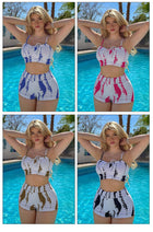 High-Waisted Striped Bikini Set — Sexy Split Swimsuit - BsBuy