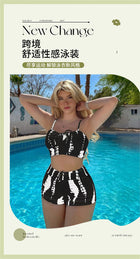 High-Waisted Striped Bikini Set — Sexy Split Swimsuit - BsBuy
