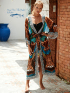 Printed Cotton Beach Cardigan — Lightweight Sun Protection Cover-Up - BsBuy
