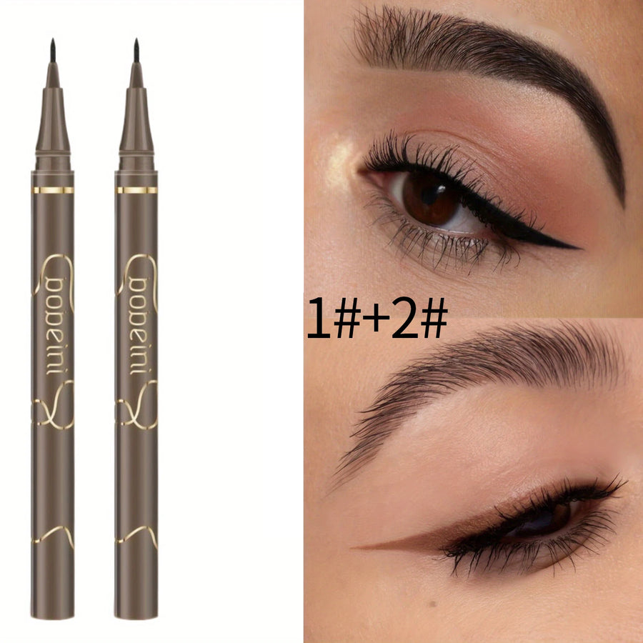 Ultra-Fine Waterproof Liquid Eyeliner — Matte Black & Brown Long-Lasting - BsBuy