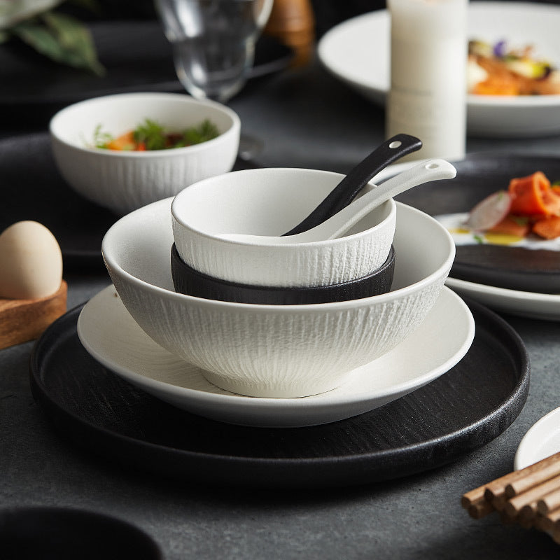 Black and White Ceramic Dishes, Dishes, Home Eating Bowls, Soup Bowls, Fish Plates