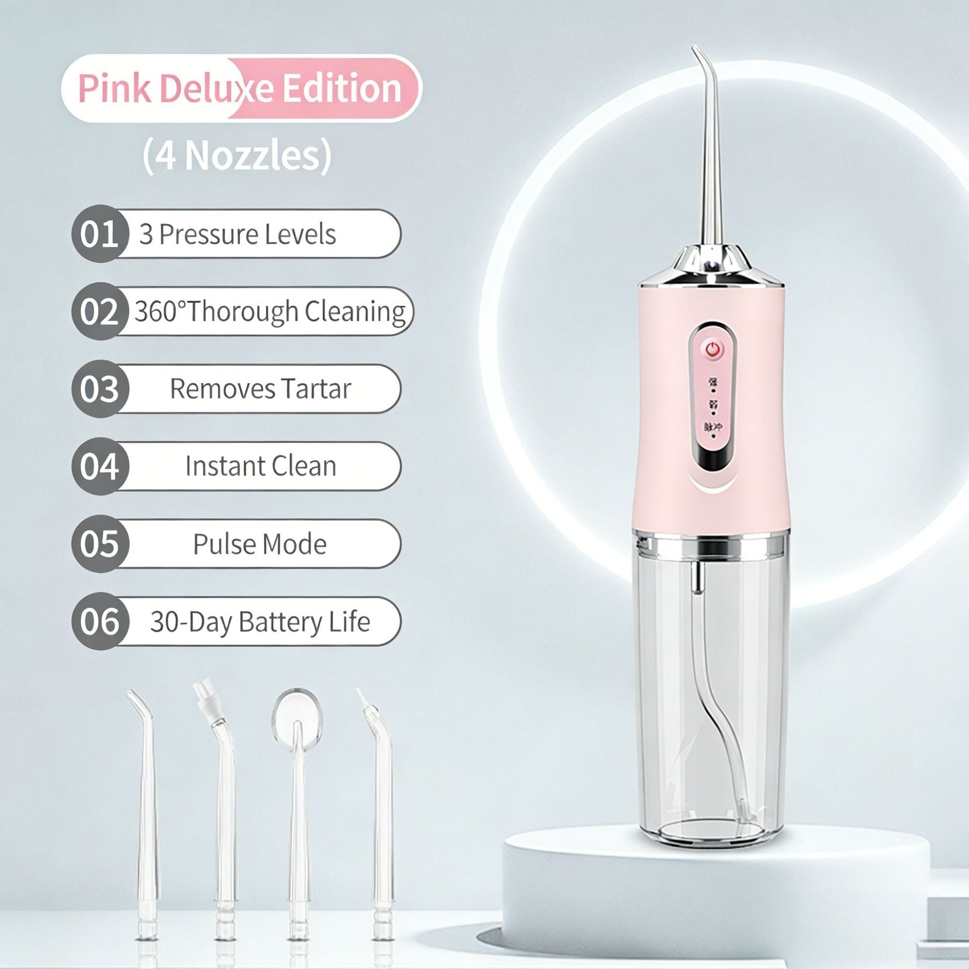 Electric Dental Flosser & Portable Oral Irrigator – IPX6 Waterproof, 15+ Day Battery | 4 Colours