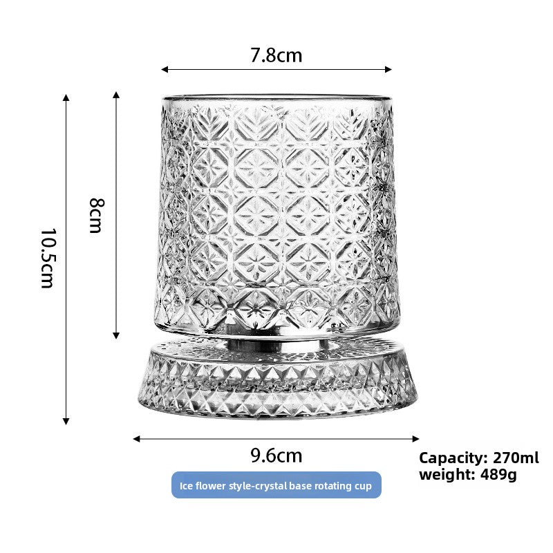 Crystal Base Rotating Whiskey Glass - BsBuy