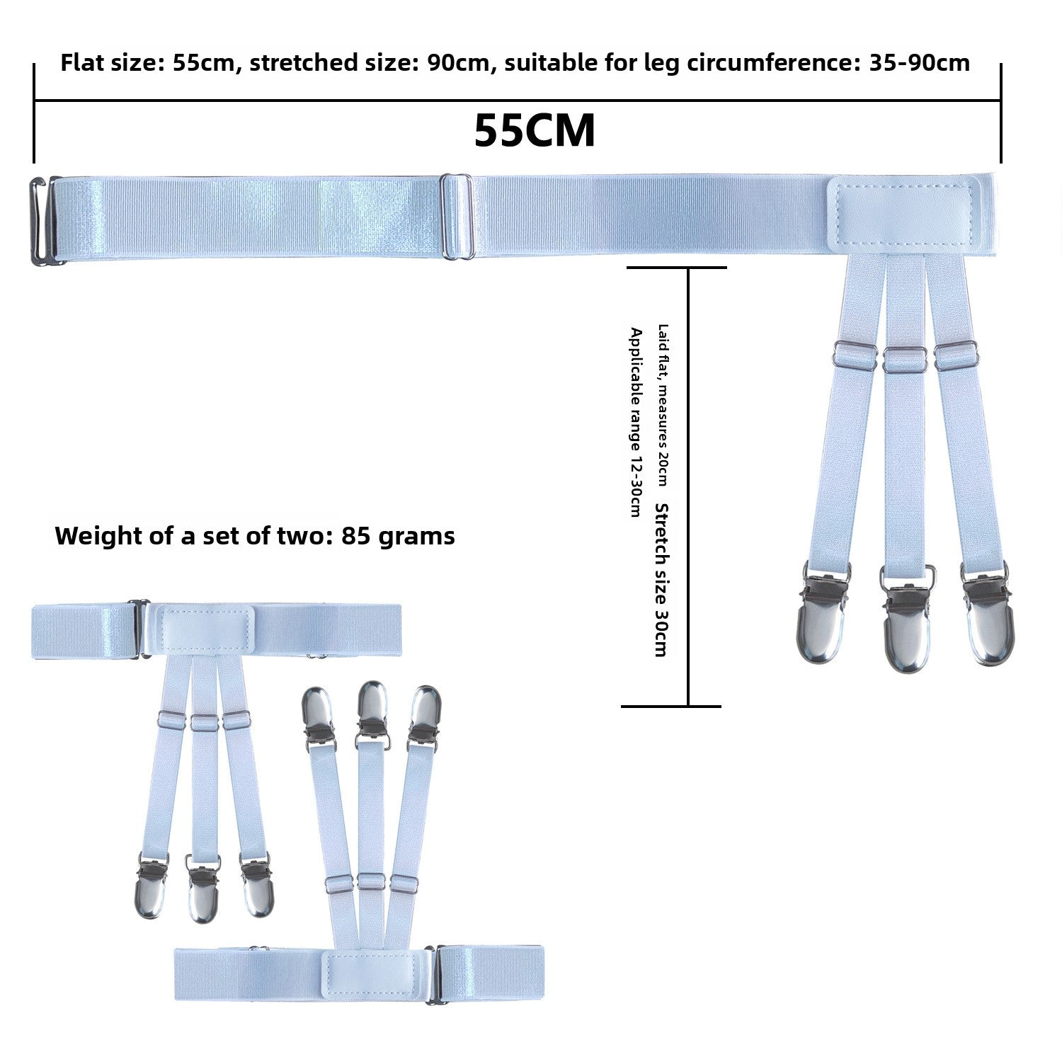 Adjustable Shirt Garter & Anti-Slip Clips | Men & Women | 6-Clip Set - BsBuy