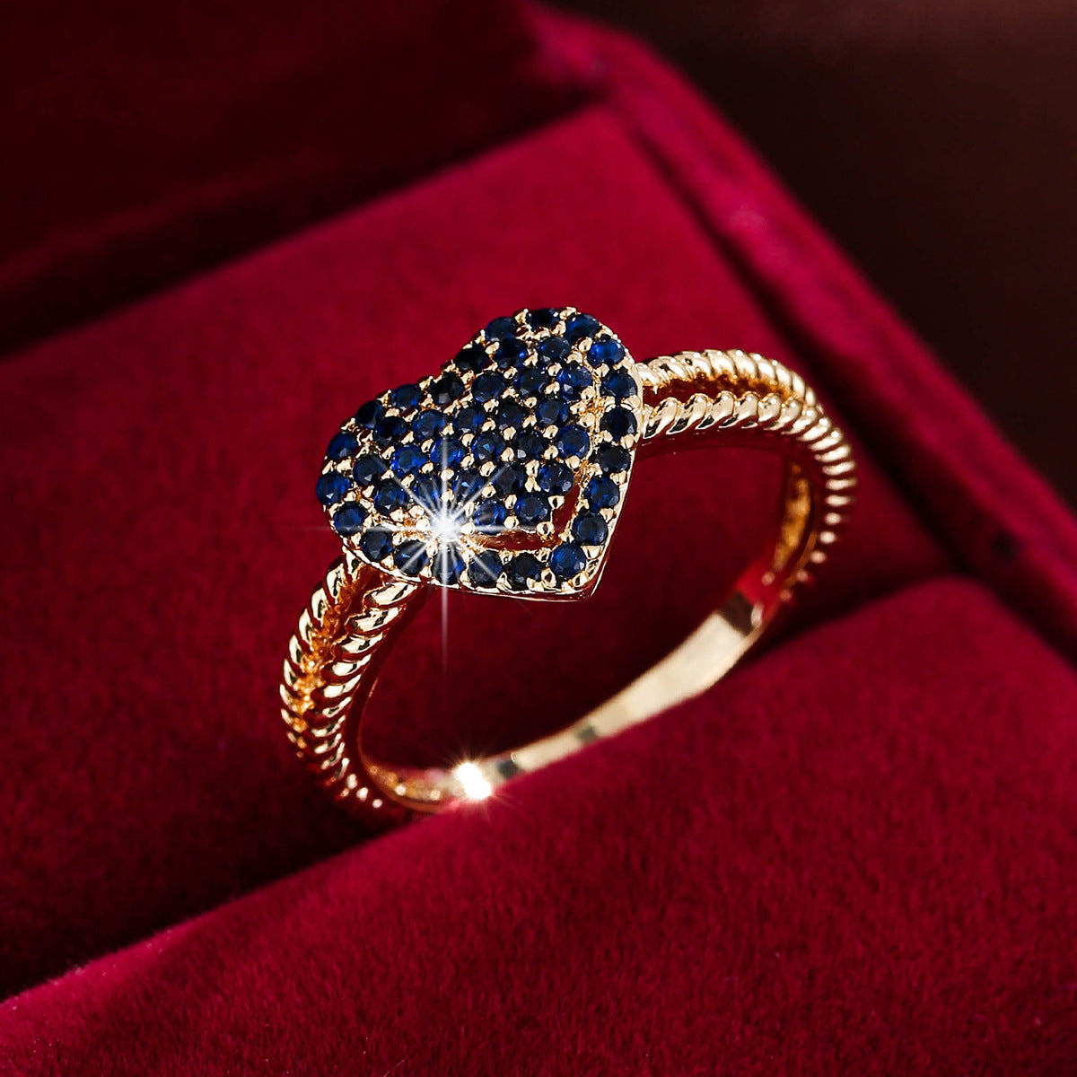 Heart-Shaped Zircon Ring | Gold, Silver & Gunmetal | 12 Colours | Sizes 6–9 - BsBuy