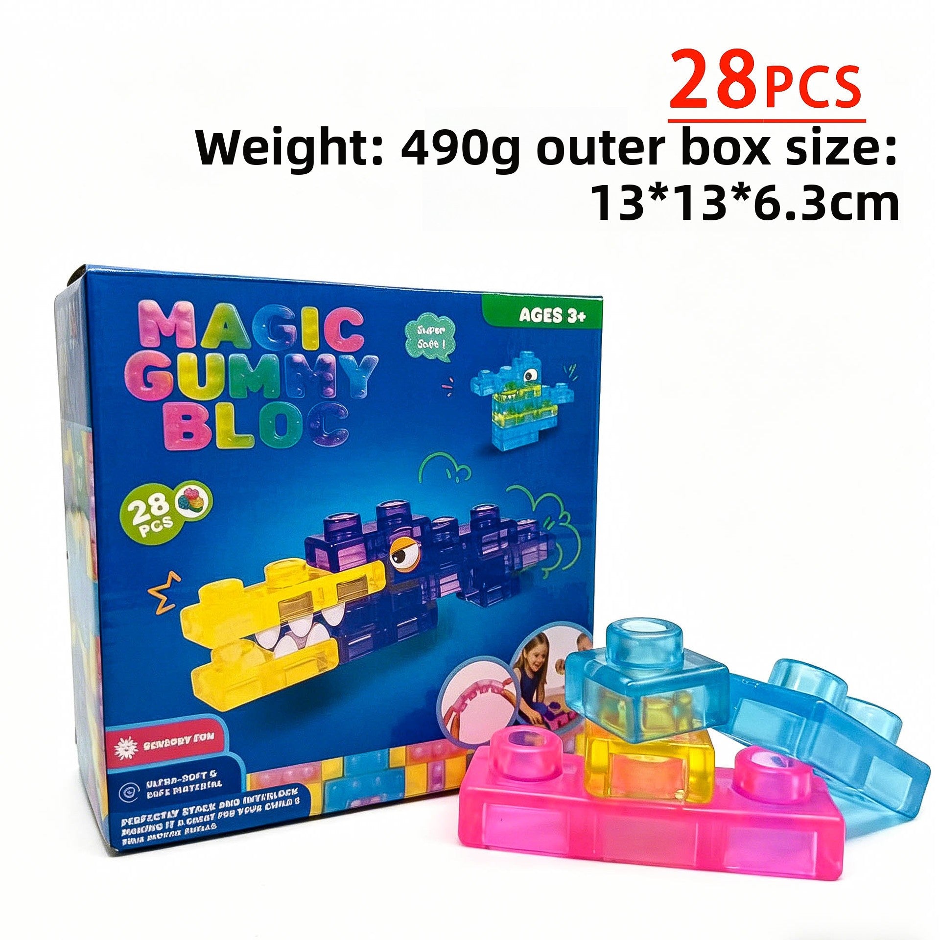BsBuy Sensory Soft Silicone Building Blocks | Squeeze & Stack Toy Set | 28, 40 or 56 Pieces