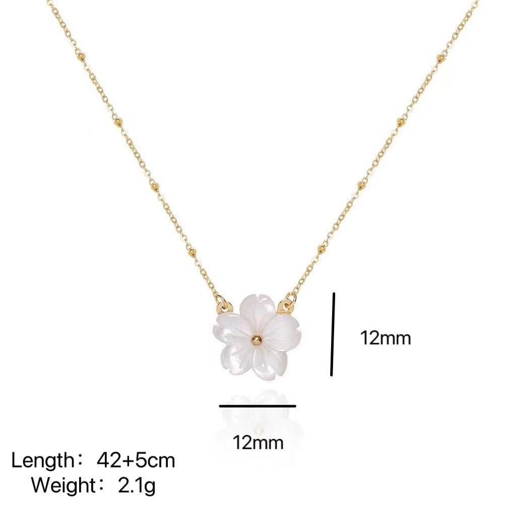 Natural Pearl Necklace Stainless Steel Layered Chain Heart Clasp Shell Pendant