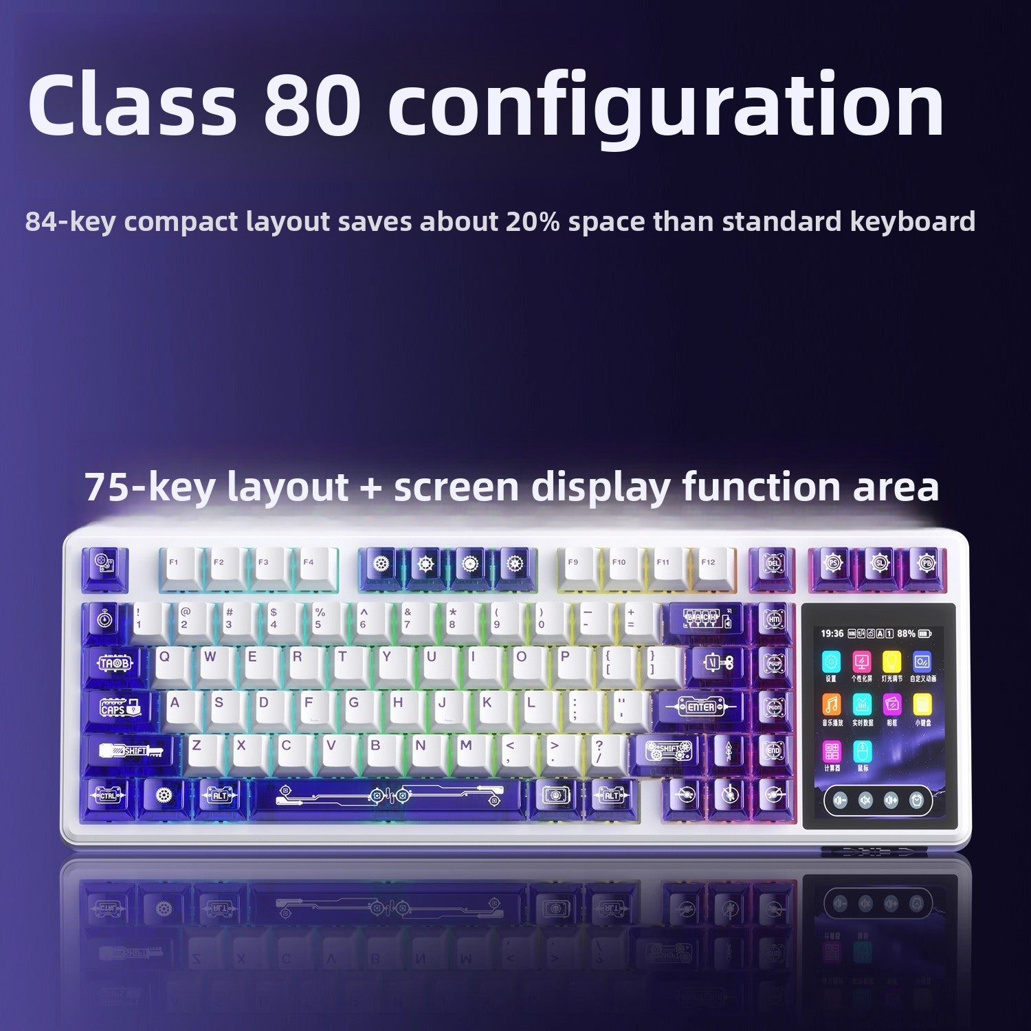 L99 Screen Display Mechanical Keyboard — RGB, Wireless, 8000mAh - BsBuy