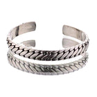Open Geometric Tyre Pattern Bracelet – Minimalist Silver Cuff - BsBuy