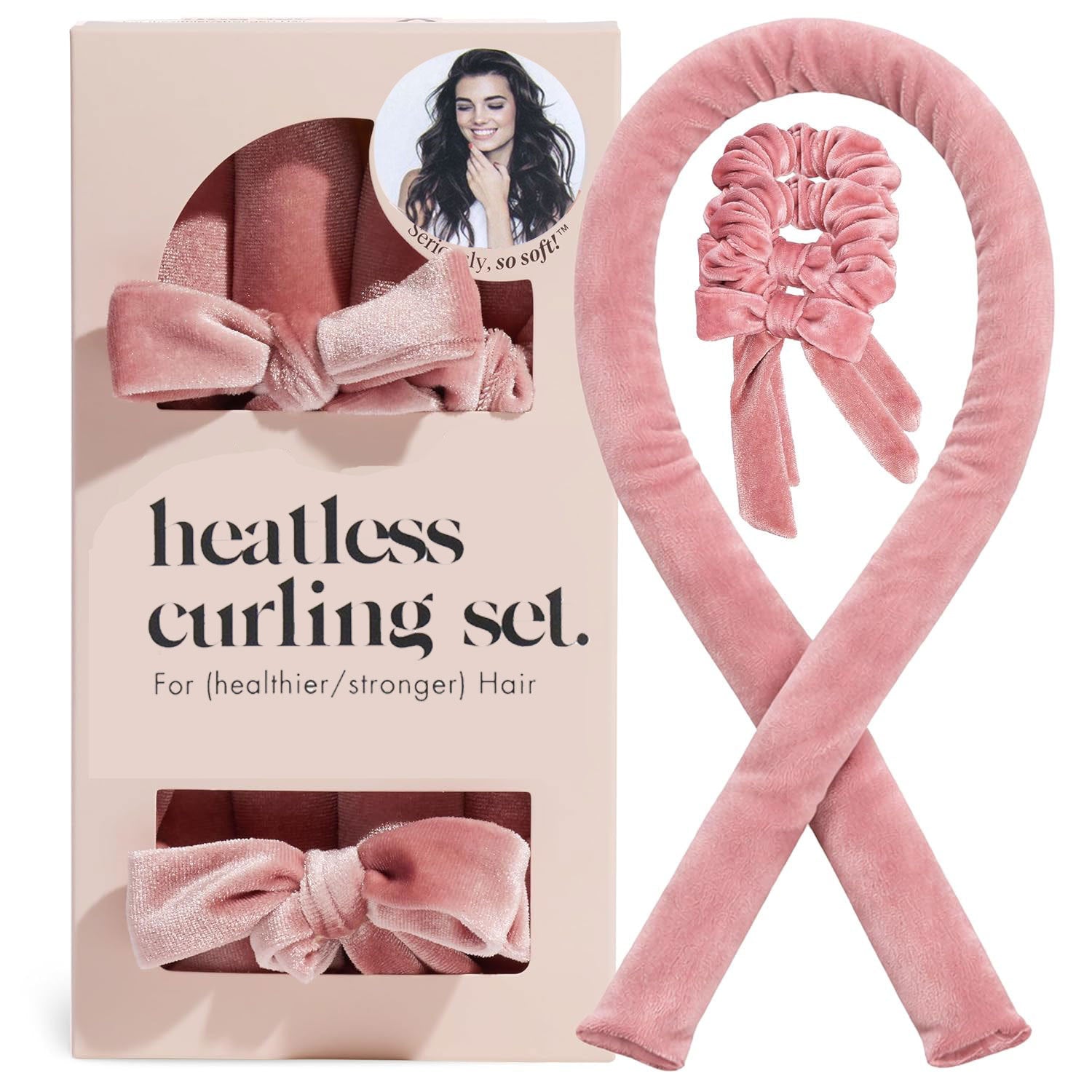 Velvet Heatless Curling Rod – Overnight Hair Curler with Bowknot - BsBuy