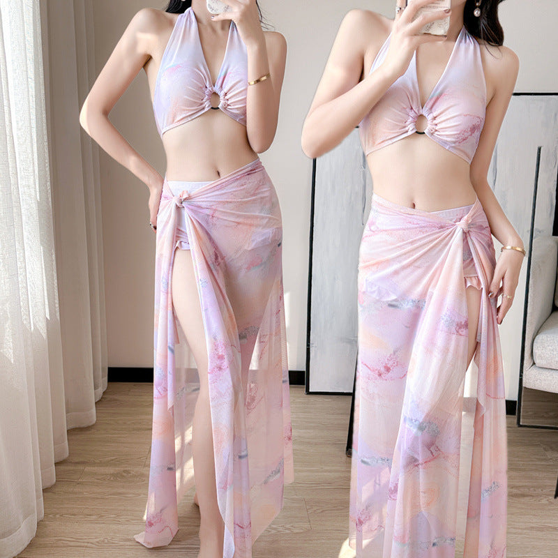 Floral Bikini Three-Piece Swimsuit - BsBuy