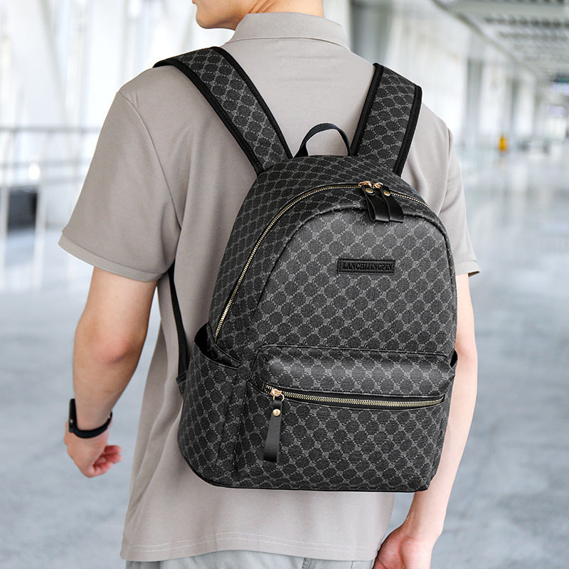 Checkerboard Fashion Backpack – Laptop Bag for School, Travel & Daily Use - BsBuy