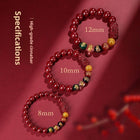 Five-Way Fortune God Cinnabar Bracelet with Beads - BsBuy