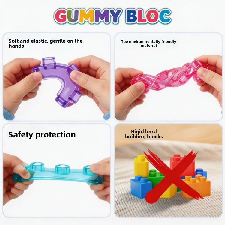 BsBuy Sensory Soft Silicone Building Blocks | Squeeze & Stack Toy Set | 28, 40 or 56 Pieces