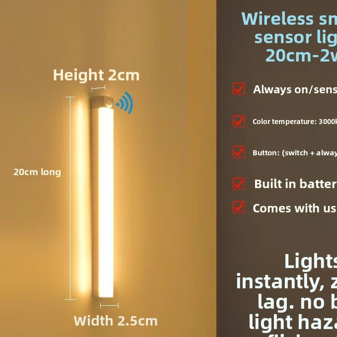 Rechargeable LED Cabinet Light – Motion Sensor Under-Cabinet Strip Light - BsBuy