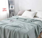 Luxury Wool Waffle Blanket — Soft, Breathable & Beautifully Textured - Light Green / 100X150CM