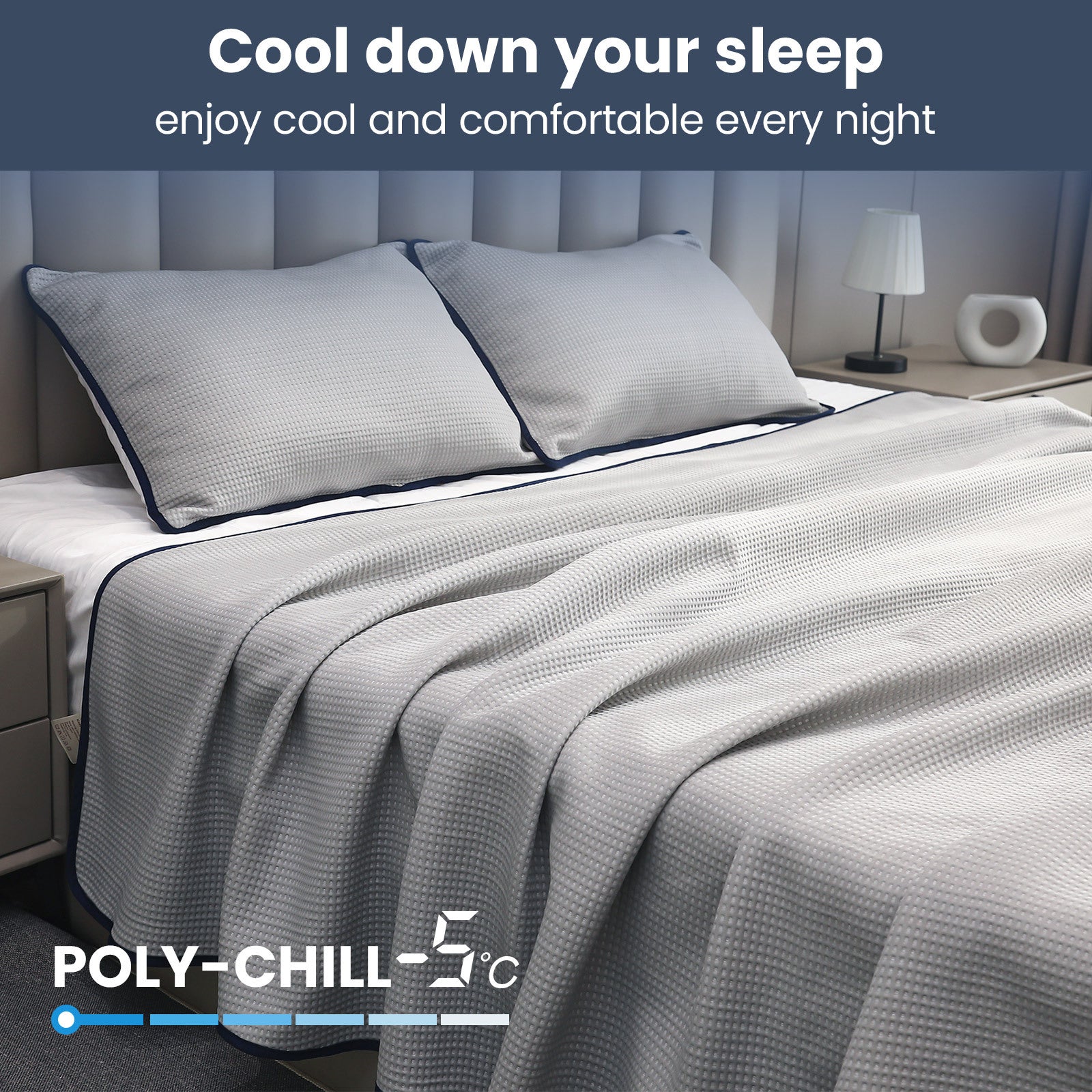 Cooling Blanket | Instant Cool-Touch Fabric | 4 Sizes | Blue & Grey - BsBuy
