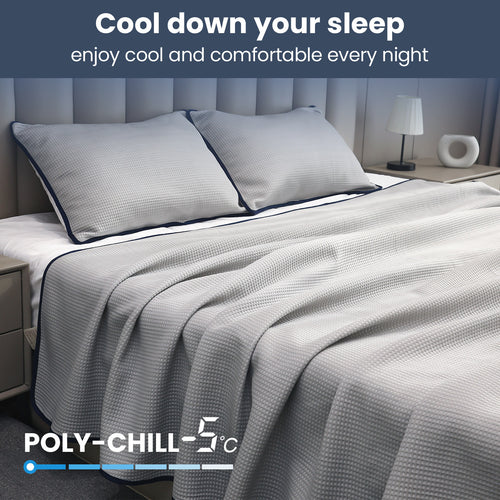Cooling Blanket | Instant Cool-Touch Fabric | 4 Sizes | Blue & Grey - BsBuy