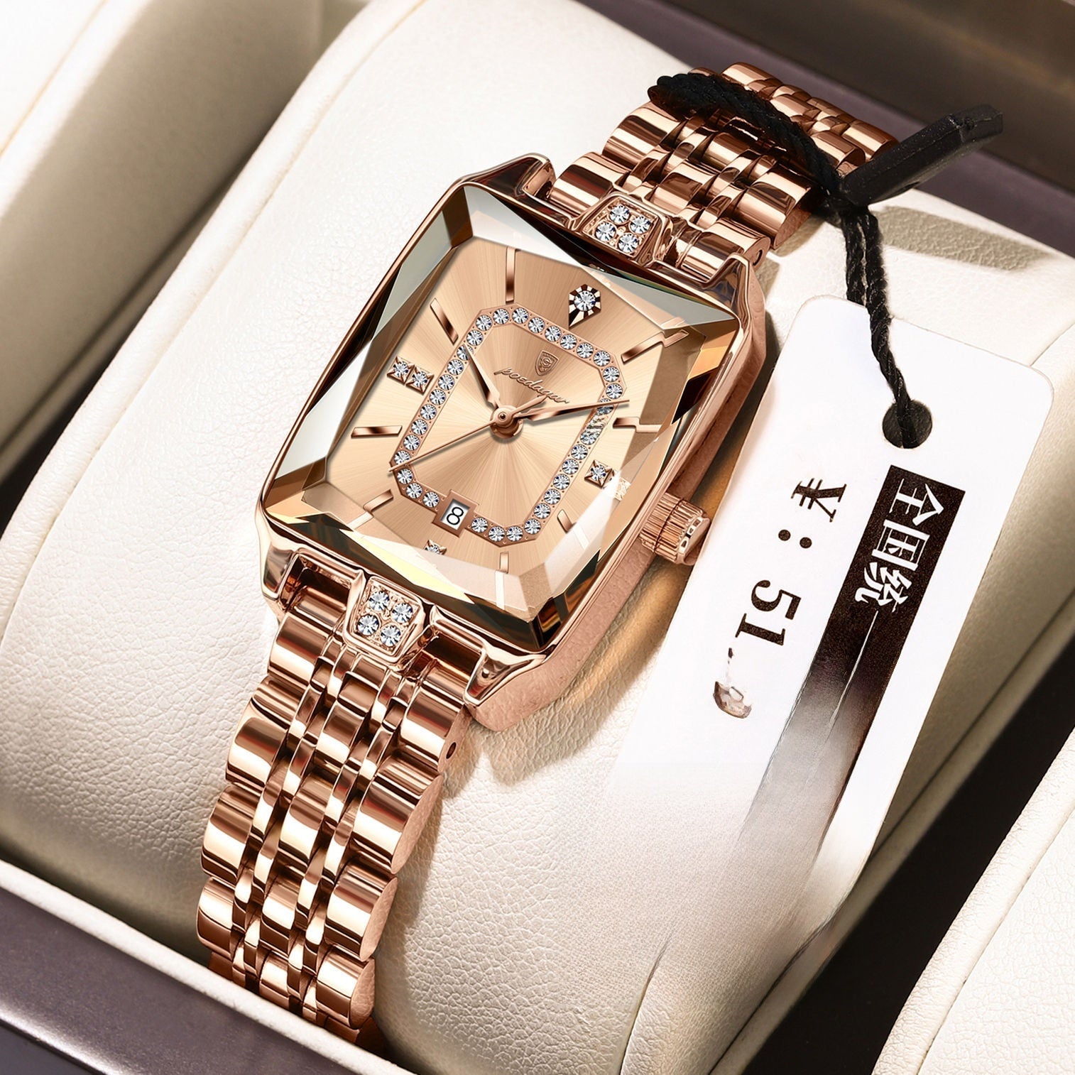 Swiss Brand Square Women's Watch Waterproof Mechanical