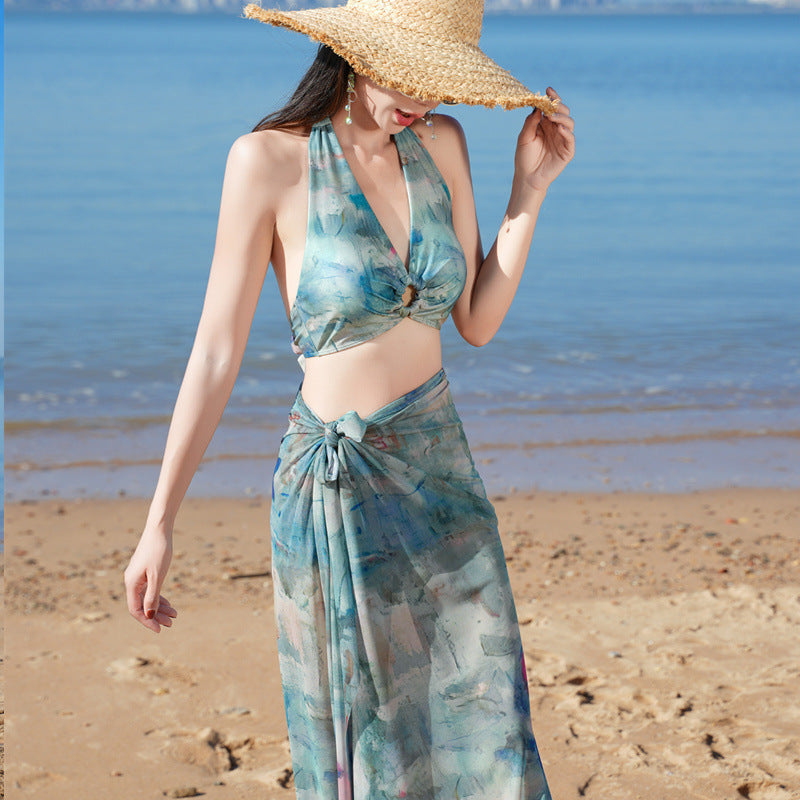 Floral Bikini Three-Piece Swimsuit - BsBuy