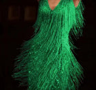 Sleeveless V-Neck Tassel Pencil Skirt Dress – Elegant Low-Cut Evening Wear in 7 Colours - BsBuy