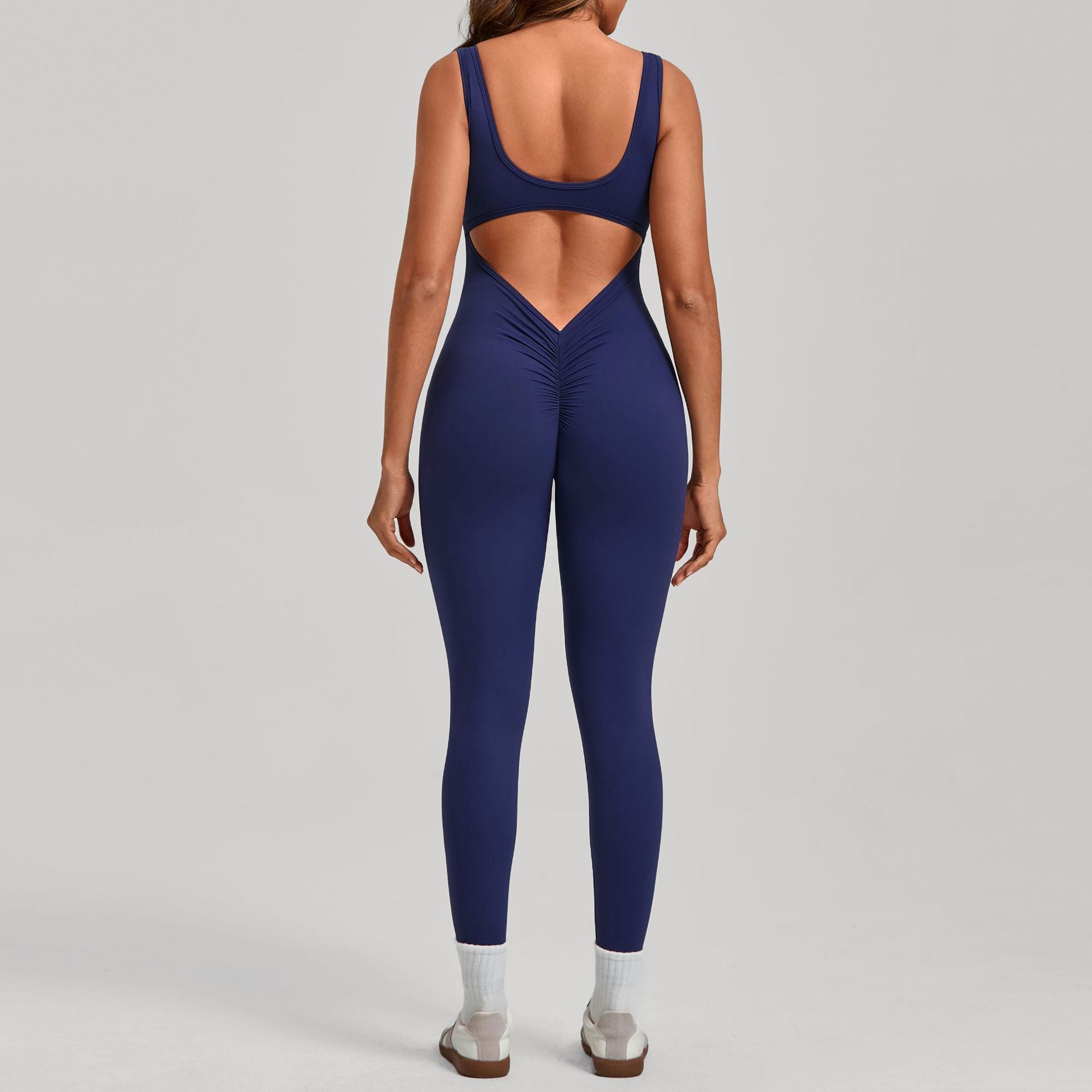 One-Piece Fitness Suit — Backless V-Neck Yoga & Gym Bodysuit - BsBuy