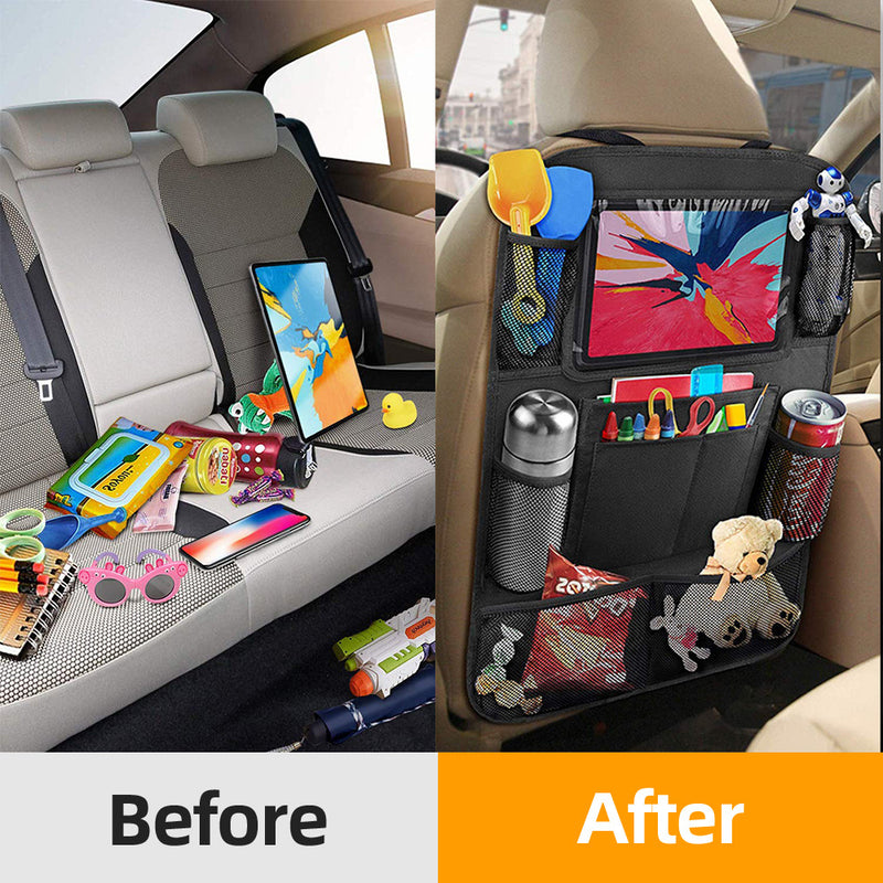 Car Rear Seat Organizer with Tablet Stand and Storage Pockets - BsBuy