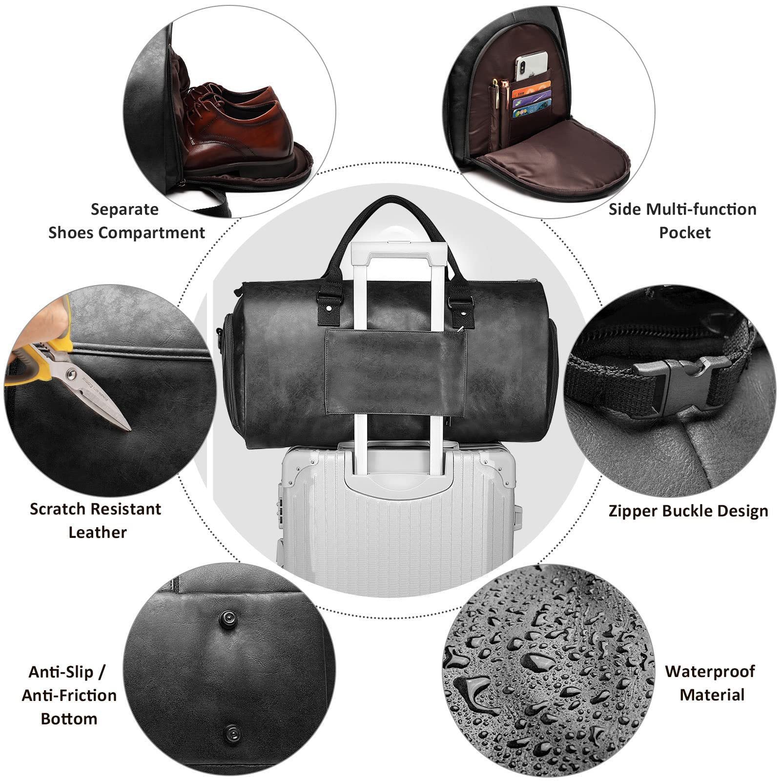Convertible Garment Duffel Bag with Shoe Compartment