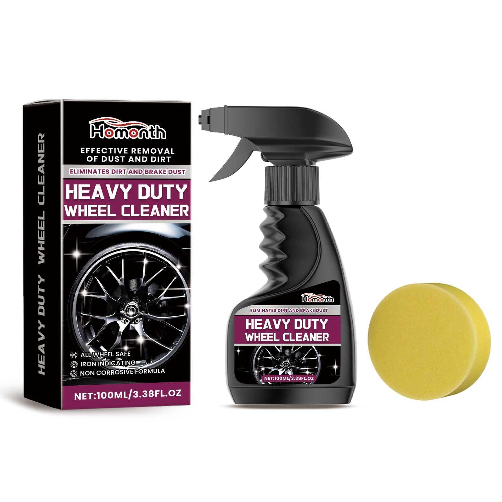 Car Wheel Rim Cleaner – Powerful Degreaser for Alloy & Steel Rims | 100ml + Sponge - BsBuy