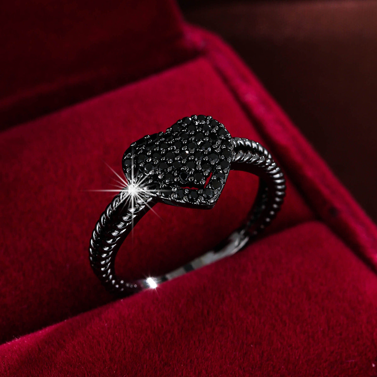 Heart-Shaped Zircon Ring | Gold, Silver & Gunmetal | 12 Colours | Sizes 6–9 - BsBuy